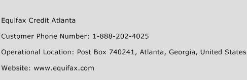 Equifax Credit Atlanta Phone Number Customer Service