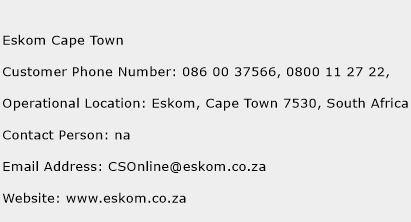Eskom Cape Town Phone Number Customer Service