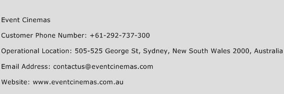 Event Cinemas Phone Number Customer Service