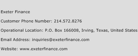 Exeter Finance Customer Service Phone Number | Contact Number | Toll Free Phone | Contact Address