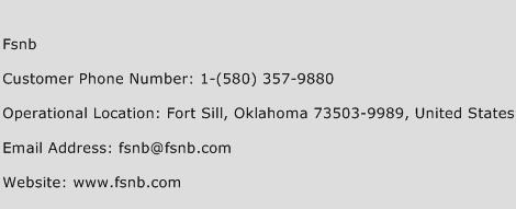 FSNB Phone Number Customer Service