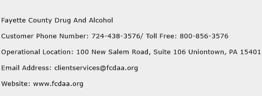 Fayette County Drug And Alcohol Phone Number Customer Service