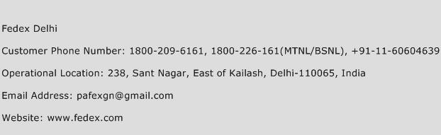 Fedex Delhi Contact Number | Fedex Delhi Customer Care Number | Fedex Delhi Toll Free Number