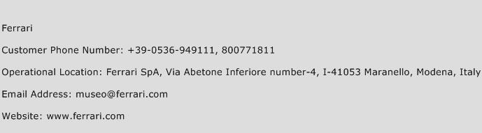 Ferrari Phone Number Customer Service