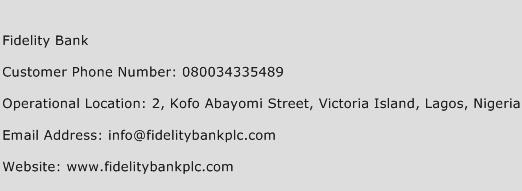 Fidelity Bank Phone Number Customer Service