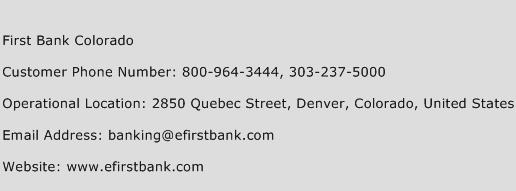 First Bank Colorado Phone Number Customer Service