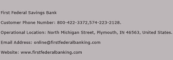 First Federal Savings Bank Phone Number Customer Service