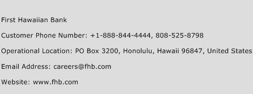First Hawaiian Bank Phone Number Customer Service