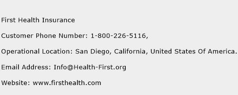 First Health Insurance Phone Number Customer Service