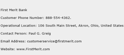 First merit bank phone number