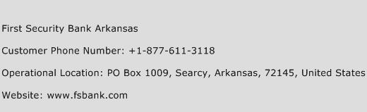 First Security Bank Arkansas Phone Number Customer Service
