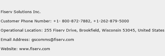 Fiserv Solutions Inc. Phone Number Customer Service