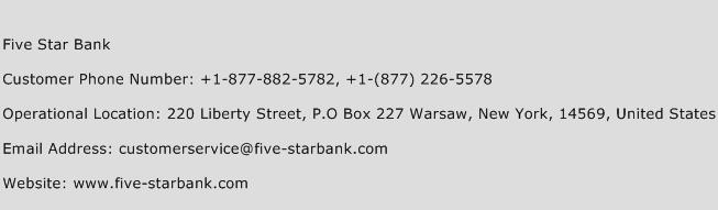 Five Star Bank Phone Number Customer Service