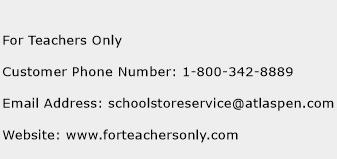 For Teachers Only Phone Number Customer Service