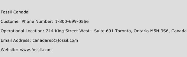 Fossil Canada Phone Number Customer Service