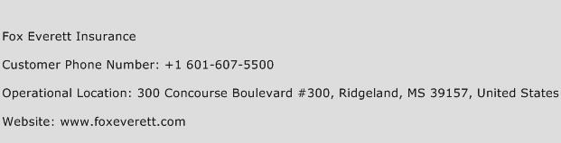 Fox Everett Insurance Phone Number Customer Service