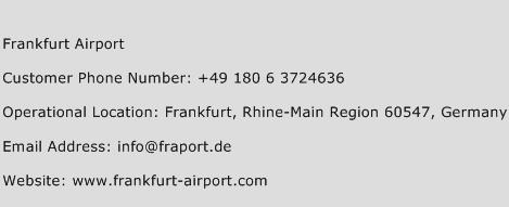 Frankfurt Airport Phone Number Customer Service