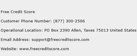Free Credit Score Phone Number Customer Service