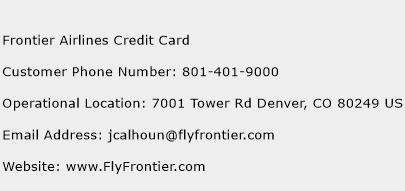 Frontier Airlines Credit Card Phone Number Customer Service