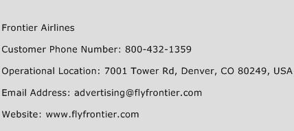Frontier Airlines Phone Number Customer Service