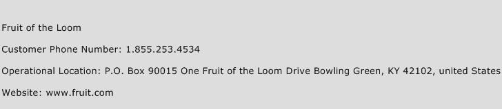 Fruit of the Loom Phone Number Customer Service