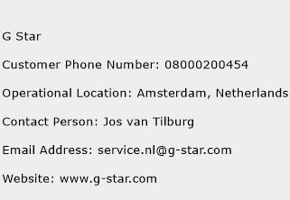 G Star Phone Number Customer Service