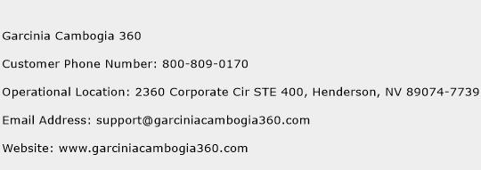 Garcinia Cambogia 360 Phone Number Customer Service