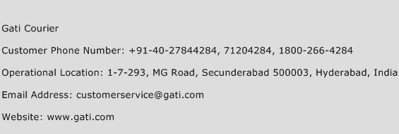 Gati Courier Phone Number Customer Service