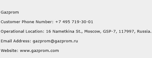 Gazprom Phone Number Customer Service