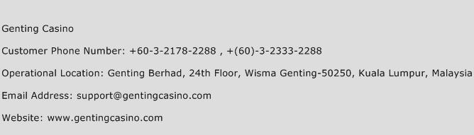 Genting Casino Phone Number Customer Service