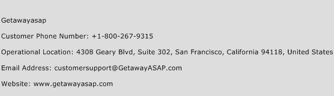Getawayasap Phone Number Customer Service