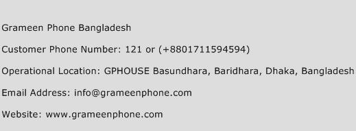 Grameen Phone Bangladesh Phone Number Customer Service