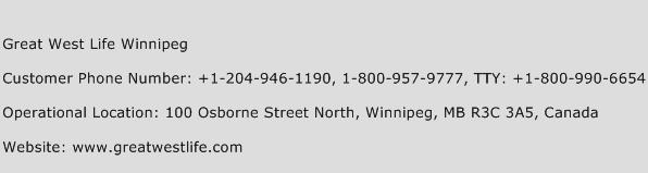 Great West Life Winnipeg Phone Number Customer Service