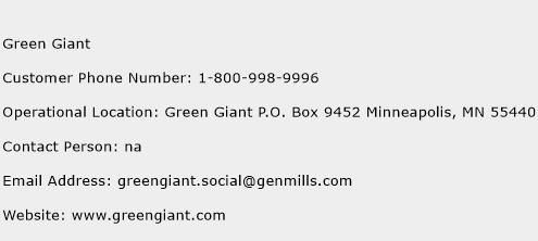 Green Giant Phone Number Customer Service