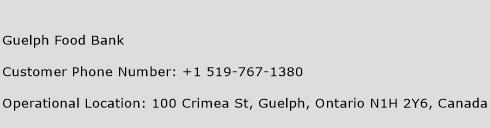 Guelph Food Bank Phone Number Customer Service