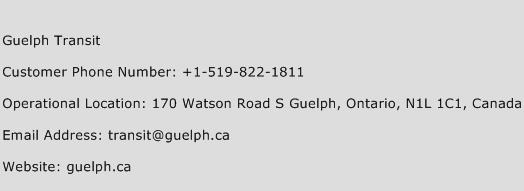 Guelph Transit Phone Number Customer Service