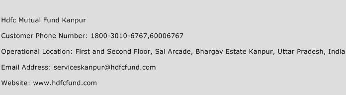HDFC Mutual Fund Kanpur Phone Number Customer Service