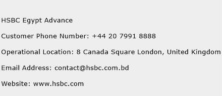 HSBC Egypt Advance Phone Number Customer Service
