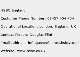 HSBC England Phone Number Customer Service