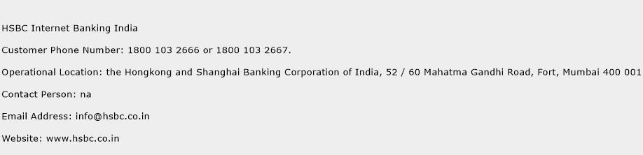 HSBC Internet Banking India Phone Number Customer Service