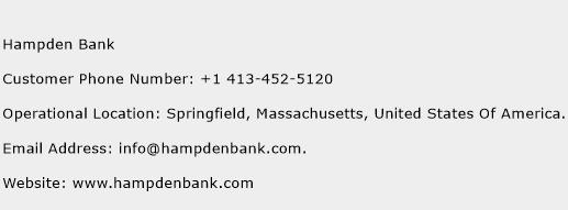 Hampden Bank Phone Number Customer Service