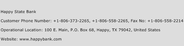 Happy State Bank Phone Number Customer Service