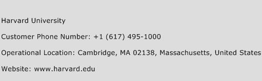Harvard University Phone Number Customer Service