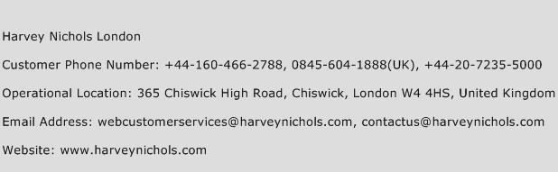 Harvey Nichols London Phone Number Customer Service