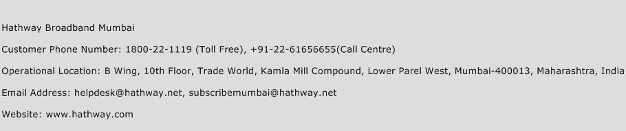 Hathway Broadband Mumbai Phone Number Customer Service