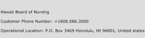 Hawaii Board of Nursing Phone Number Customer Service