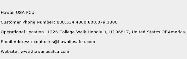 Hawaii USA FCU Phone Number Customer Service