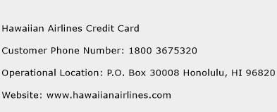 Hawaiian Airlines Credit Card Phone Number Customer Service