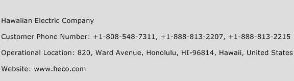Hawaiian Electric Company Phone Number Customer Service