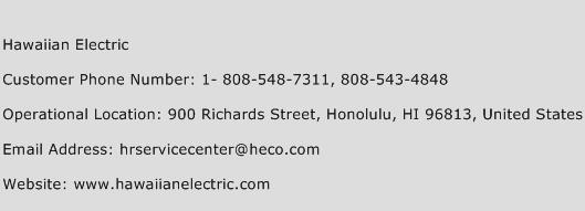 Hawaiian Electric Contact Number Hawaiian Electric Customer Service 